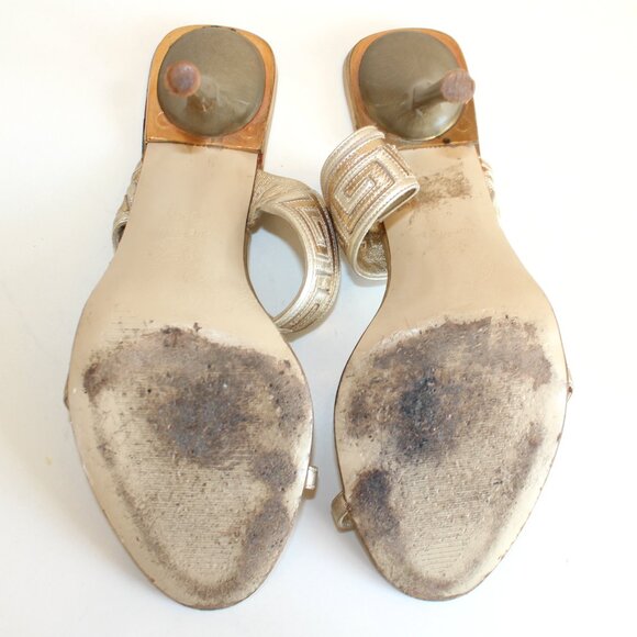 Vintage Versace Gold Strappy Sandals Heels - Picture 5 of 6